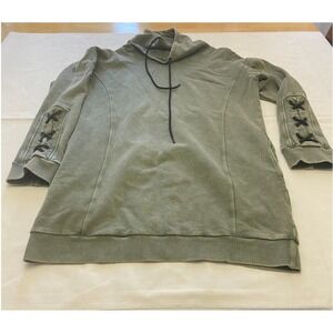 Easel Los Angeles Green Hooded Sweatshirt Dress Lace Up Sleeve Tunic‎ Size L